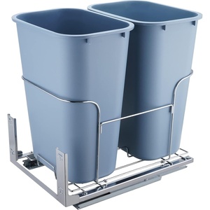 VEVOR Pull-Out Trash Can, 35L Double Bins, Under Mount Kitchen Waste Container with Soft-Close Slide and Door Mounting Kit, 110 lbs Load Capacity Heavy Duty Garbage Recycling Bin for Kitchen Cabinet(37 QT x2)
