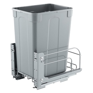 VEVOR Pull-Out Trash Can, 50 QT x2 Double Under Mount Kitchen Waste Container, Heavy Duty Garbage Recycling Bin with Door Kit and Soft Close Slide, for Kitchen Cabinet, Sink, Under Counter (Grey)(With Soft Close)