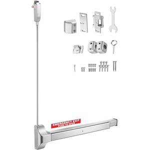 VEVOR Push Bar Panic Exit Device, 31″ Stainless Steel Commercial Panic Bar for Exit Doors, Emergency Exit Door Hardware with Auto Alarm System and Sticker, for 31″-46″ Wood or Metal Door, Silver(28″ with Vertical Top Rod)