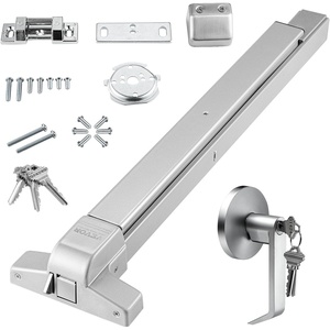VEVOR Push Bar Panic Exit Device, 41″ Stainless Steel Commercial Panic Bar for Exit Doors, Emergency Exit Door Hardware with Exterior Lever Handle and 6 Keys, for 41″-61″ Wood or Metal Door, Silver(31″ with Exterior Lever)