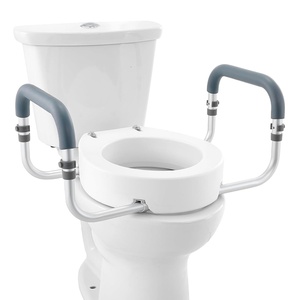 VEVOR Raised Toilet Seat, 3.5″ Height Raised, 300 lbs Weight Capacity, for Standard Round Toilet, Aluminum Handrail, with EVA Armrest Padding, for Elderly, Handicap, Patient, Pregnant, Medical