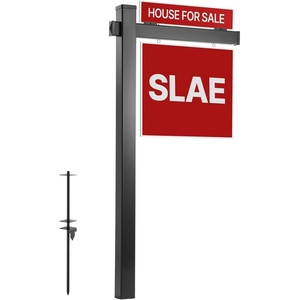 VEVOR Real Estate Sign Post, 2-Pack, 6 ft Tall, PVC Realtor Yard Sign Holder with 36 in Arm Holds up to 24 in, Easy to Install, Wind-Resistant, for Open House and Home, Yard, Road, White (No Signs)(BLACK)