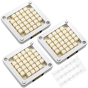 VEVOR Replacement Chopper Blade, 1/4 inch, 3 PCS French Fry Blade Assembly with 6 Extra Knives, Stainless Steel Dicer Parts and Push Block for Cutting Potatoes Carrots Onions Cucumbers Mushrooms(Chopper Blade 1/2″x3 blades)