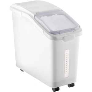 VEVOR Rice Storage Container, 4.5Gallon/20L x2 Capacity Large Dog Food Dispenser Bin, Kitchen Ingredient Grain Cereal Flour Bin, Pet food Containers with Wheels, 2 Measuring Cups, Airtight Lid, 2 Pack(11.4 Gallon)
