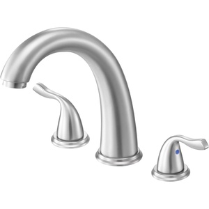 VEVOR Roman Tub Faucet, 3 Hole Waterfall Bathtub Faucet, Gooseneck Bath Tubs Faucets Set with 2 Handles, Roman Tub Faucets Deck Mount for Adult Bathing, Brushed Stainless Steel, High Arc Spout