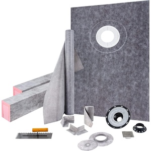 VEVOR Shower Curb Kit, 48″x72″ Watertight Shower Curb Overlay with 4″ ABS Central Bonding Flange, 4″ Stainless Steel Grate, 2 Cuttable Shower Curb and Trowel, Shower Pan Slope Sticks Fit for Bathroom(38″ x 60″  Hole offset)