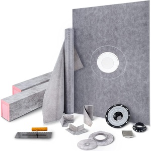 VEVOR Shower Curb Kit, 48″x72″ Watertight Shower Curb Overlay with 4″ ABS Central Bonding Flange, 4″ Stainless Steel Grate, 2 Cuttable Shower Curb and Trowel, Shower Pan Slope Sticks Fit for Bathroom(38″x60″)