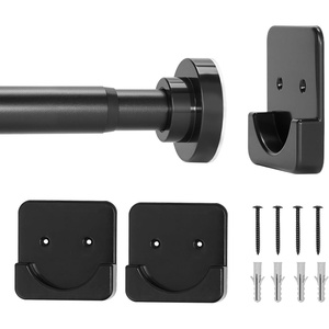 VEVOR Shower Curtain Rod, 28-76 Inches, 1 Inch Diameter, Adjustable Spring Tension Stainless Steel Telescoping Rod with Holders, No Drilling Non-Slip for Bathroom, Closet, Window, Room Divider, Black(Black)