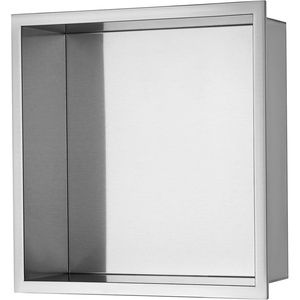VEVOR Shower Niche, 13 x 25 x 4 inch Recessed Wall Niche, Heavy-Duty Stainless Steel Modern Soap & Shampoo Storage Organizer, Sealed Waterproof, Durable & Easy to Install,Black for Bathroom(Silver)