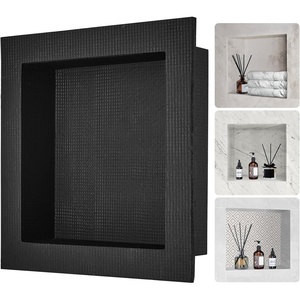 VEVOR Shower Niche,16-Inch Width x 16-Inch Height x 3.5-Inch Depth Single Shelf Organizer,Wall-Inserted Niche Recessed Sealed Protection Modern Soap Storage for Shower Bathroom,Black(16×16”)