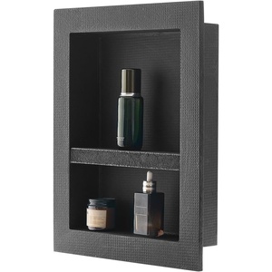VEVOR Shower Niche,16-Inch Width x 16-Inch Height x 3.5-Inch Depth Single Shelf Organizer,Wall-Inserted Niche Recessed Sealed Protection Modern Soap Storage for Shower Bathroom,Black(16×20”)