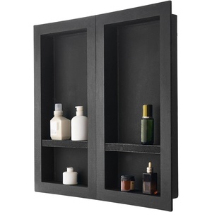 VEVOR Shower Niche,16-Inch Width x 16-Inch Height x 3.5-Inch Depth Single Shelf Organizer,Wall-Inserted Niche Recessed Sealed Protection Modern Soap Storage for Shower Bathroom,Black(16×32”+16×32”)