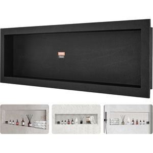 VEVOR Shower Niche,16-Inch Width x 16-Inch Height x 3.5-Inch Depth Single Shelf Organizer,Wall-Inserted Niche Recessed Sealed Protection Modern Soap Storage for Shower Bathroom,Black(16×50”)