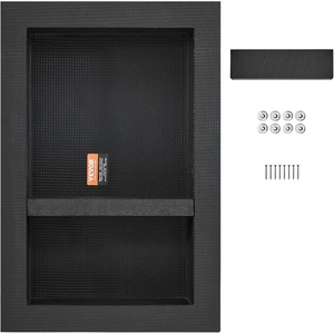 VEVOR Shower Niche,16-Inch Width x 16-Inch Height x 3.5-Inch Depth Single Shelf Organizer,Wall-Inserted Niche Recessed Sealed Protection Modern Soap Storage for Shower Bathroom,Black(16×24”)