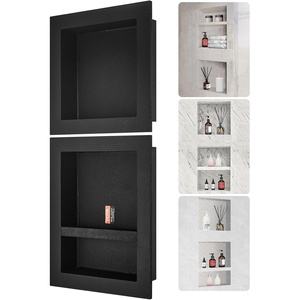 VEVOR Shower Niche,16-Inch Width x 16-Inch Height x 3.5-Inch Depth Single Shelf Organizer,Wall-Inserted Niche Recessed Sealed Protection Modern Soap Storage for Shower Bathroom,Black(16×16”+16×20”)