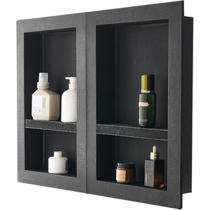VEVOR Shower Niche,16-Inch Width x 16-Inch Height x 3.5-Inch Depth Single Shelf Organizer,Wall-Inserted Niche Recessed Sealed Protection Modern Soap Storage for Shower Bathroom,Black(16×24”+16×24”)