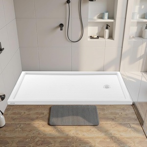 VEVOR Shower Pan, 60″ L x 36″ W Single Threshold Shower Base, Rectangle Acrylic & PVC Showering Base in White, Slip-Resistant Showering Pan Bases with Drain & Cover for Bathroom, Right Drain Location(60″ L x 36″ W with Right Drain)