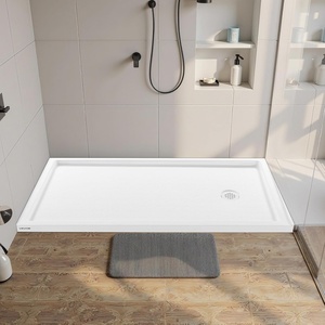 VEVOR Shower Pan, 60″ L x 36″ W Single Threshold Shower Base, Rectangle Acrylic & PVC Showering Base in White, Slip-Resistant Showering Pan Bases with Drain & Cover for Bathroom, Right Drain Location(60″ L x 30″ W with Right Drain)