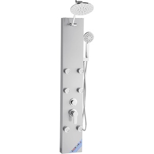 VEVOR Shower Panel Tower System with Rainfall Shower Head, 53 in Brushed Stainless Steel Shower Column, 3-Function Faucet, High Pressure Wall-Mount Rain Massage System, with Large Body Jet, Handheld(Silver – Adjustable Top Spray – 6 Body Jets)