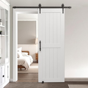 VEVOR Sliding Barn Door, 30 x 84 inch, High-Strength MDF Panel, Barn Door with Hardware Kit, Water-Proof PVC Surface, Easy to Install, H-Frame, Smoothly and Quietly Sliding for Living Room, Bathroom(White)