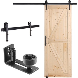 VEVOR Sliding Barn Door, 30 x 84 inch, High-Strength MDF Panel, Barn Door with Hardware Kit, Water-Proof PVC Surface, Easy to Install, H-Frame, Smoothly and Quietly Sliding for Living Room, Bathroom(Wood)