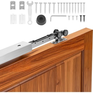 VEVOR Sliding Pocket Door Hardware Track Kit, 56.73″ Pocket Door Track Kit with Soft Close Mechanism for Smooth and Quiet Sliding, Easy to Install, for 1″ to 1 3/4″ Thickness 30″ Width Single Door(silver-6ft-single door-soft close)