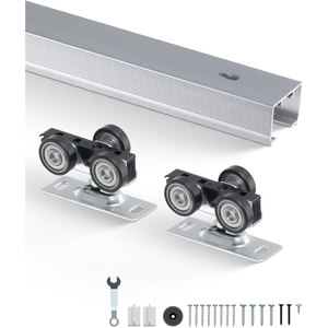 VEVOR Sliding Pocket Door Hardware Track Kit, 56.73″ Pocket Door Track Kit with Soft Close Mechanism for Smooth and Quiet Sliding, Easy to Install, for 1″ to 1 3/4″ Thickness 30″ Width Single Door(silver-5ft-single door)
