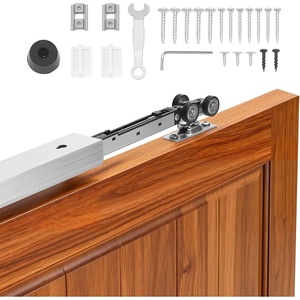 VEVOR Sliding Pocket Door Hardware Track Kit, 56.73″ Pocket Door Track Kit with Soft Close Mechanism for Smooth and Quiet Sliding, Easy to Install, for 1″ to 1 3/4″ Thickness 30″ Width Single Door(silver-4ft-single door-soft close)
