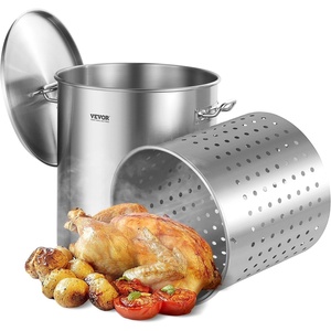 VEVOR Stainless Steel Stockpot, 53 Quart Large Cooking Pots, Cookware Sauce Pot with Lid, and Handle, Heavy Duty Commercial Grade Stock Pot, Sanding Treatment, for Large Groups Events Silver(63.9 Quarts)