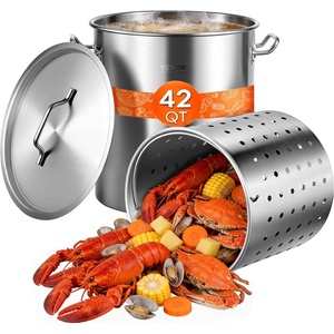 VEVOR Stainless Steel Stockpot, 53 Quart Large Cooking Pots, Cookware Sauce Pot with Lid, and Handle, Heavy Duty Commercial Grade Stock Pot, Sanding Treatment, for Large Groups Events Silver(42 Quarts)