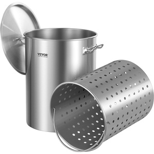 VEVOR Stainless Steel Stockpot, 53 Quart Large Cooking Pots, Cookware Sauce Pot with Lid, and Handle, Heavy Duty Commercial Grade Stock Pot, Sanding Treatment, for Large Groups Events Silver(35.9 Quarts)
