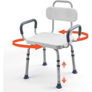 VEVOR Swivel Shower Chair with Arms and Back, 400 lbs Heavy Duty Bench Seat for Inside Shower Stall and Bathtub, Height Adjustable Bathroom Bath Tub Seat for Adults, Seniors, Elderly and Disabled
