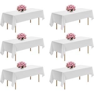 VEVOR Tablecloths for Rectangle Tables, Reusable and Machine Washable Table Clothes, Wrinkle-Resistant Polyester Fabric Table Covers for Wedding, Party, Banquet (White, 60″ x 102″, 6 Pack)