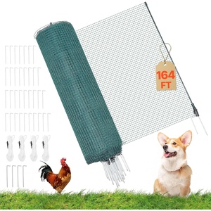 VEVOR Temporary Fence with Posts, 3 x 98.4 FT Plastic Mesh Fencing, Garden Safety Fences Netting with Double-Spike Stakes & Guy Ropes, Temporary Fence for Dogs, Chickens, Plants, Outdoor Yards(36in*164ft)
