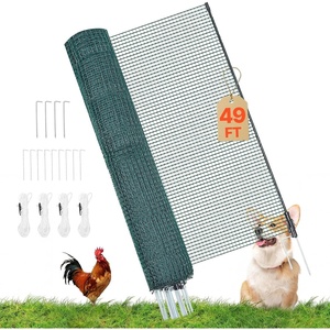 VEVOR Temporary Fence with Posts, 3 x 98.4 FT Plastic Mesh Fencing, Garden Safety Fences Netting with Double-Spike Stakes & Guy Ropes, Temporary Fence for Dogs, Chickens, Plants, Outdoor Yards(48in*49ft)