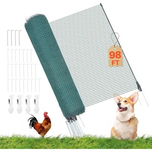 VEVOR Temporary Fence with Posts, 3 x 98.4 FT Plastic Mesh Fencing, Garden Safety Fences Netting with Double-Spike Stakes & Guy Ropes, Temporary Fence for Dogs, Chickens, Plants, Outdoor Yards(48in*98ft)