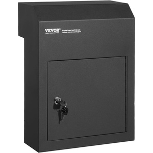 VEVOR Through The Door Key Drop Box, Heavy Duty Steel Through The Door Mailbox with 1.8″ 12″ Key Lock, 12x6x16 Mail Drop Box, Black