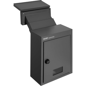 VEVOR Through The Wall Drop Box Deposit Safe 12.5×6.3×16.9, Rainproof Heavy Duty Steel Mailbox with Combination Lock for Wall Thickness 2.8″-7.9″ Home Office, Locking Wall Mount Mail Drop Box, Beige(Black)