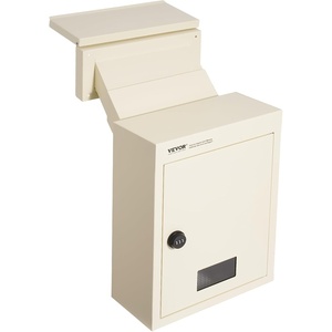 VEVOR Through The Wall Drop Box Deposit Safe 12.5×6.3×16.9, Rainproof Heavy Duty Steel Mailbox with Combination Lock for Wall Thickness 2.8″-7.9″ Home Office, Locking Wall Mount Mail Drop Box, Beige(Beige)