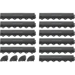 VEVOR Transition Edge Kit, 11-Piece, Durable PP Interlocking Modular Garage Floor Edging, Easy Installation, Only Compatible with VEVOR Drainage Mats, Black，Female