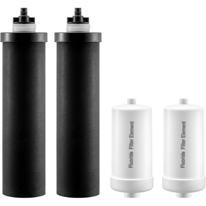 VEVOR Water Filters Replacement, Purification Elements, Replacement Filters, Gravity Water Filter System, Compatible with Most Brands, Pack of 4 (2 Activated Carbon Filter + 2 Defluorination Filter)(Activated Carbon Filter + Defluorination Filter)