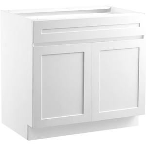 VEVOR White Shaker Base Cabinet with Drawer, 24-Inch Unassembled Drawer Base Cabinet, 24″ W x 24″ D x 34.5″ H Ready to Assemble Cabinet with Soft-Close Doors and Adjustable Shelf, for Home Office(30″W Base Cabinet)