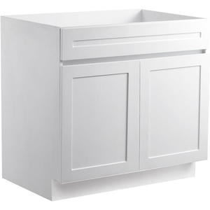 VEVOR White Shaker Base Cabinet with Drawer, 24-Inch Unassembled Drawer Base Cabinet, 24″ W x 24″ D x 34.5″ H Ready to Assemble Cabinet with Soft-Close Doors and Adjustable Shelf, for Home Office(36″W Sink Base Cabinet)
