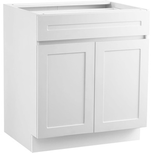 VEVOR White Shaker Base Cabinet with Drawer, 24-Inch Unassembled Drawer Base Cabinet, 24″ W x 24″ D x 34.5″ H Ready to Assemble Cabinet with Soft-Close Doors and Adjustable Shelf, for Home Office(36″W Base Cabinet)