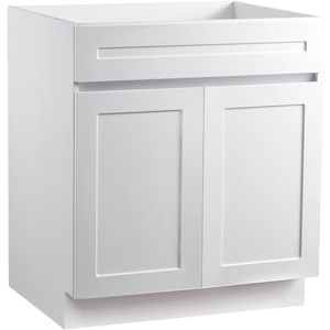 VEVOR White Shaker Base Cabinet with Drawer, 24-Inch Unassembled Drawer Base Cabinet, 24″ W x 24″ D x 34.5″ H Ready to Assemble Cabinet with Soft-Close Doors and Adjustable Shelf, for Home Office(30″W Sink Base Cabinet)