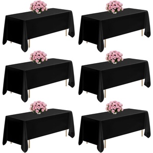 VEVOR White Tablecloths for Rectangle Tables, 10 Pack, 70 x 120 Inches, Reusable and Machine Washable Table Clothes, Wrinkle-Resistant Polyester Fabric Table Covers for Wedding, Party, Banquet(Black)