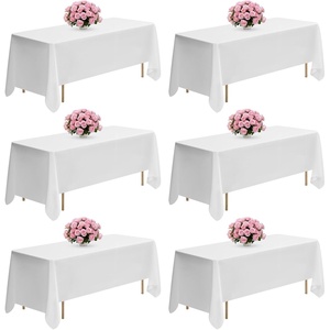 VEVOR White Tablecloths for Rectangle Tables, 10 Pack, 70 x 120 Inches, Reusable and Machine Washable Table Clothes, Wrinkle-Resistant Polyester Fabric Table Covers for Wedding, Party, Banquet(White)