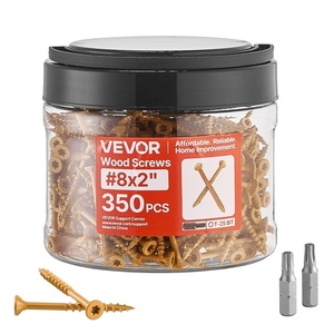 VEVOR Wood Screws 350 PCS, #8 x 2-Inch Anti-Rust Coated, Exterior Deck Screw Torx/T25 Star Drive, Metal Rust-Resistant Outdoor Decking Screws with 2 Screw Connectors, for Decking Fencing Framing(#8 x 2″)