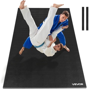 VEVOR Wrestling Mat, Martial Arts Thick Mat for Home Gym Exercise, PVC or Inflatable Training Mats with Circles,for Gymnastics, Tatami, Jiu Jitsu BJJ MMA Judo, Black(Black PVE)