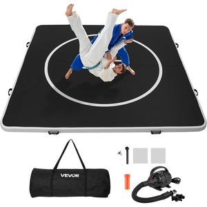 VEVOR Wrestling Mat, Martial Arts Thick Mat for Home Gym Exercise, PVC or Inflatable Training Mats with Circles,for Gymnastics, Tatami, Jiu Jitsu BJJ MMA Judo, Black(Black Inflatable)